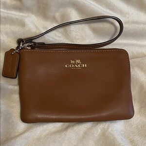 Coach Saddle Brown Leather Wristlet - NEW